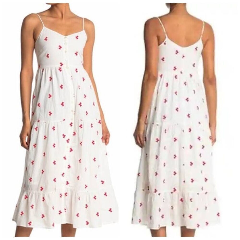 SPIRIT OF GRACE Arlaine Embroidered Button Front Dress Size S